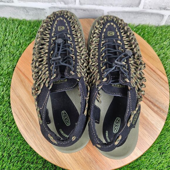 Keen Woven Bungee Cord Sandals Mens Size 10.5 Green Black Drawstring  1013890 main image 6